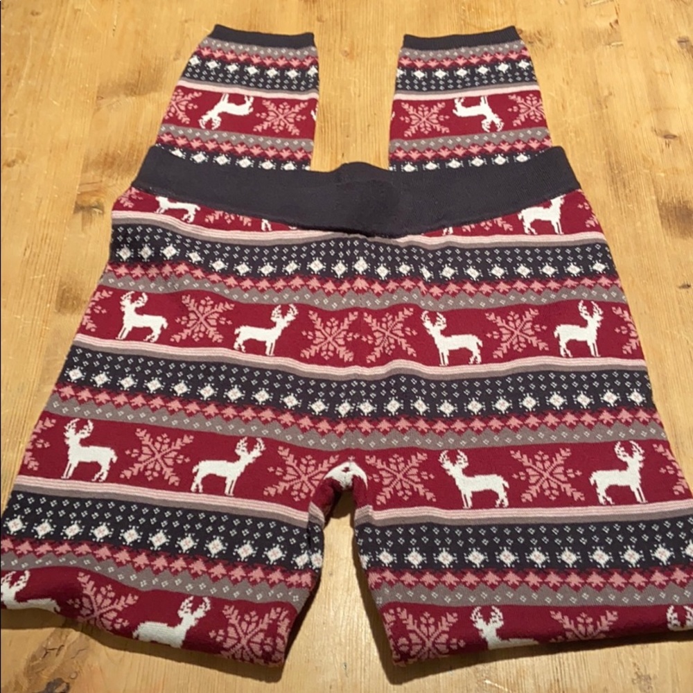 Pink Rose Comfy pants Sz L NWT Reindeer snowflake